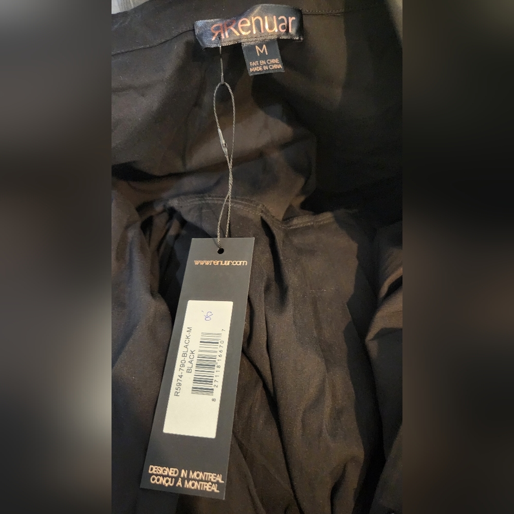 Women's Renuar Black Button-Up Shirt with a Pleated Back, size M - Picture 2 of 10